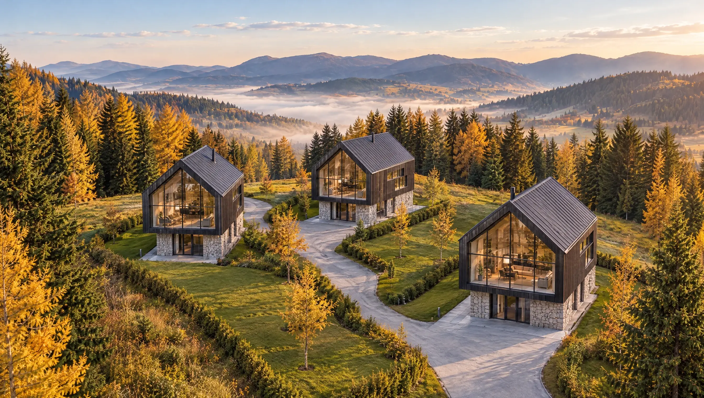 Donovaly, sneženie nad chaletmi