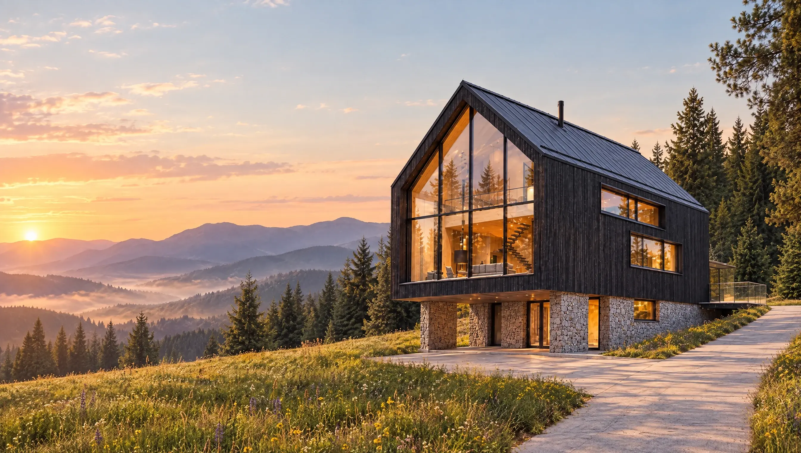 NOVALY, a chalet on a summer evening